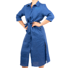 30th Anniversary Langes Leinenkleid Blau